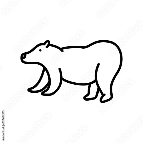 Polar bear icon for wildlife animal in black outline style