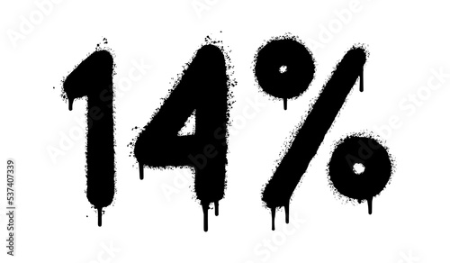 Spray Painted Graffiti 14 percent Sprayed isolated with a white background. graffiti 14 percent icon with over spray in black over white. Vector illustration.