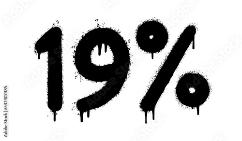 Spray Painted Graffiti 19 percent Sprayed isolated with a white background. graffiti 19 percent icon with over spray in black over white. Vector illustration.