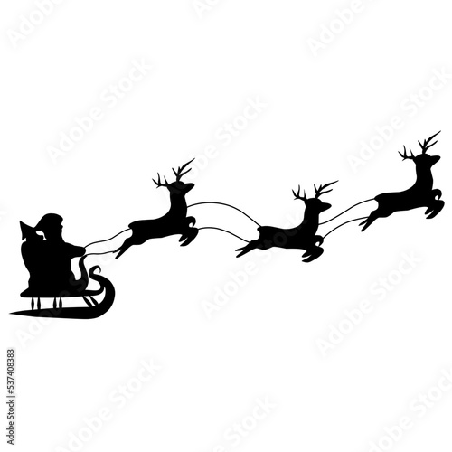 silhouette of santa with flying carriage