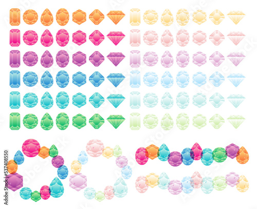 Colorful Gems icons set for web design