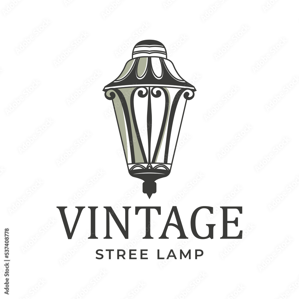 Lantern Post Classical Street Light Vintage Logo Design Vector symbol illustration design