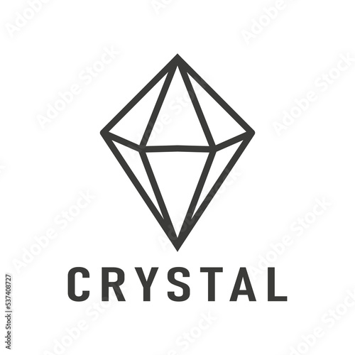 Vector logo design. Crystal logo in minimal linear style,Creative illustration of modern crystal sign logo icon vector template