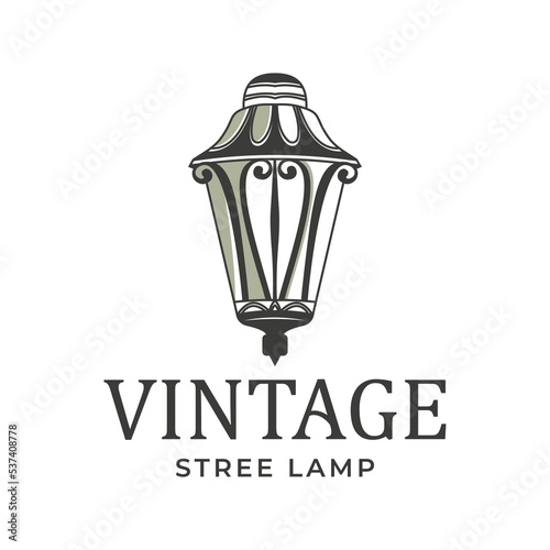 Lantern Post Classical Street Light Vintage Logo Design Vector symbol illustration design
