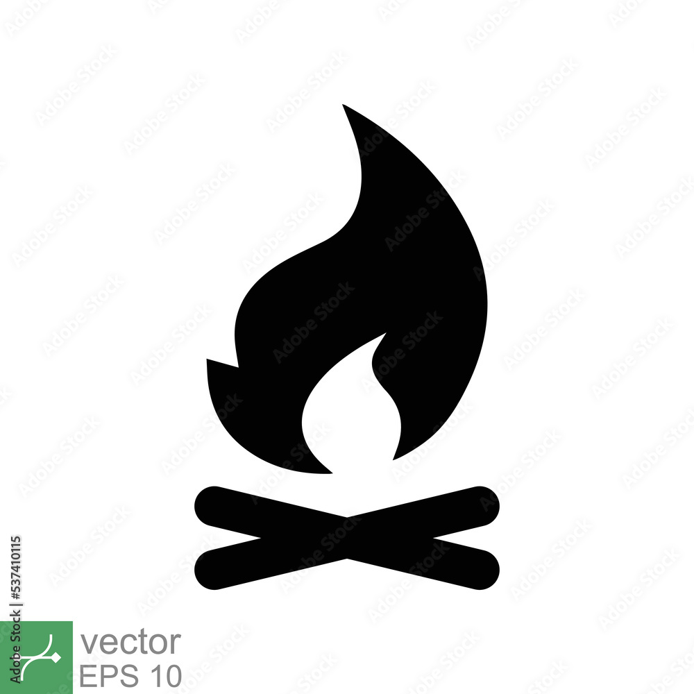Bonfire icon. Simple solid style. Fire, campfire, camp, bon, flame, nature concept. Glyph vector illustration isolated on white background. EPS 10. Bonfire icon. Simple solid style. Fire, campfire, camp, bon, flame, nature concept. Glyph vector illustration isolated on white background. EPS 10.