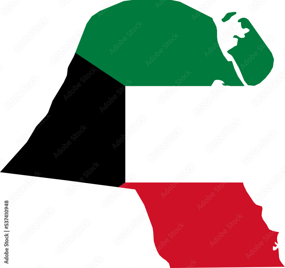 Ilustrace „Kuwait Map Flag. Kuwaiti Border Boundary Country Shape