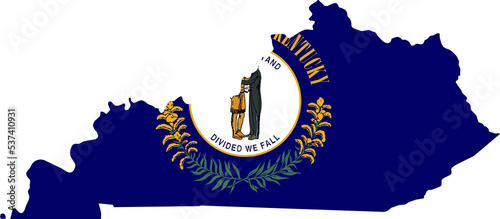 Kentucky USA Map Flag. KY US Outline Boundary Border Shape State Flag Sign Symbol Atlas Geography Banner. Kentuckian Transparent PNG Flattened JPG Flat JPEG