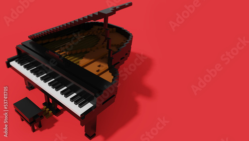 ボクセルアートのグランドピアノ