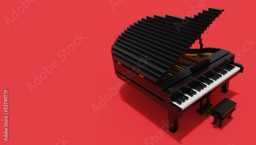ボクセルアートのグランドピアノ