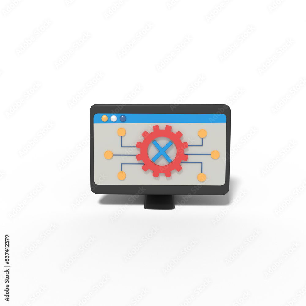 3d illustration of error network settings 3d illustration of error network settings