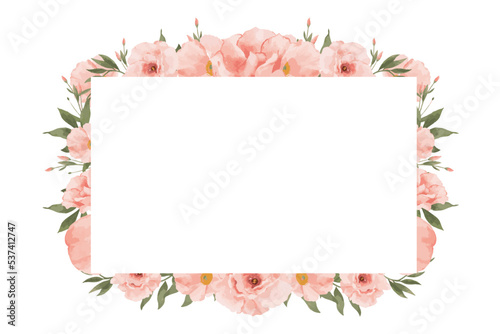 Peach Watercolor Flower Frame Background