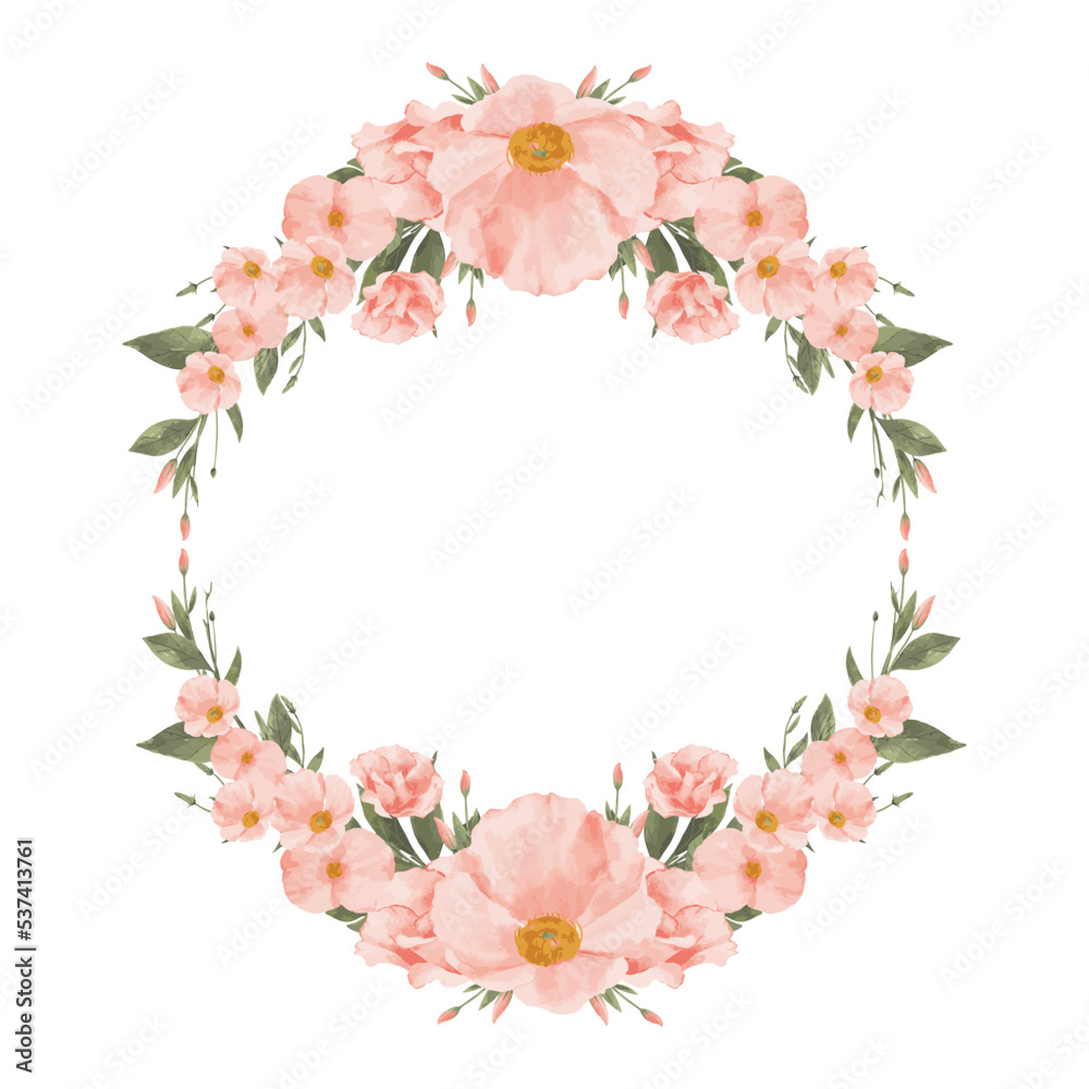Peach Watercolor Flower Wreath Frame