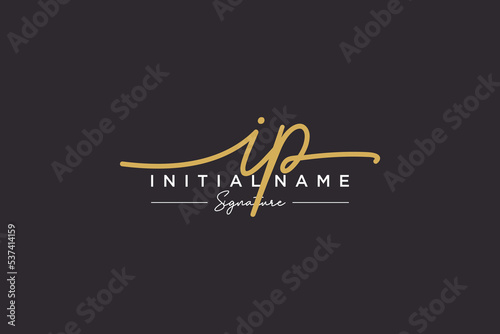Initial IP signature logo template vector. Hand drawn Calligraphy lettering Vector illustration.
