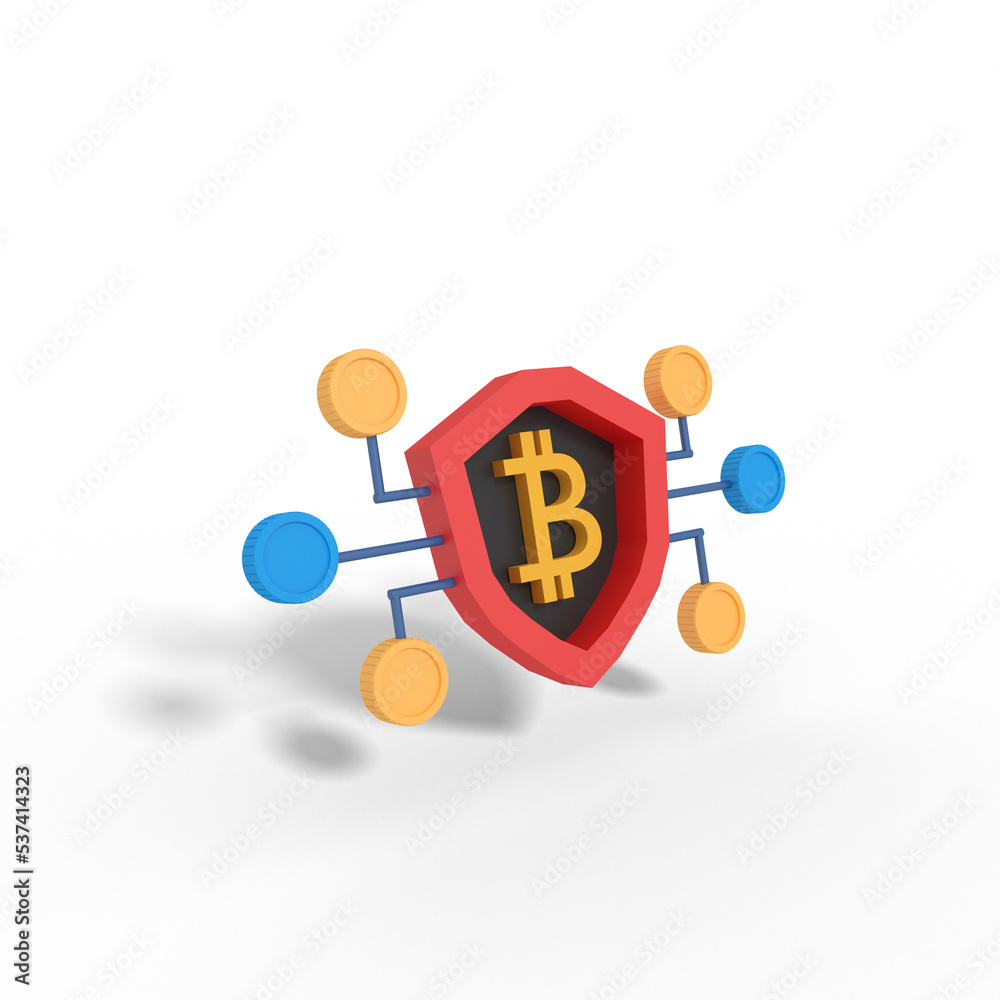 3d illustration of bitcoin blockchain security 3d illustration of bitcoin blockchain security