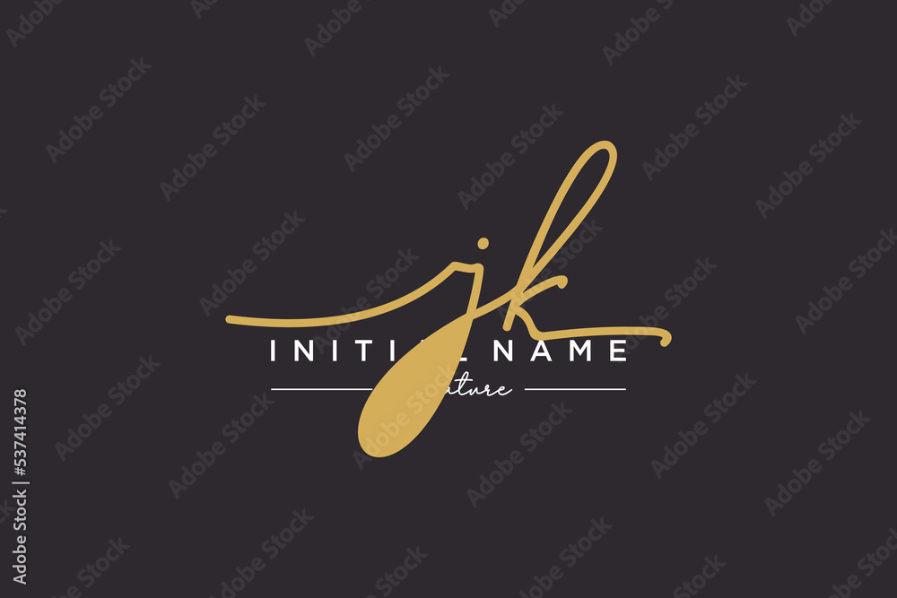 Initial JK signature logo template vector. Hand drawn Calligraphy lettering Vector illustration.