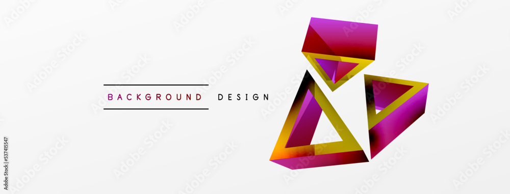 Triangle abstract background. 3d vector basic shape technology or business concept composition. Trendy techno business template for wallpaper, banner, background or landing Triangle abstract background. 3d vector basic shape technology or business concept composition. Trendy techno business template for wallpaper, banner, background or landing