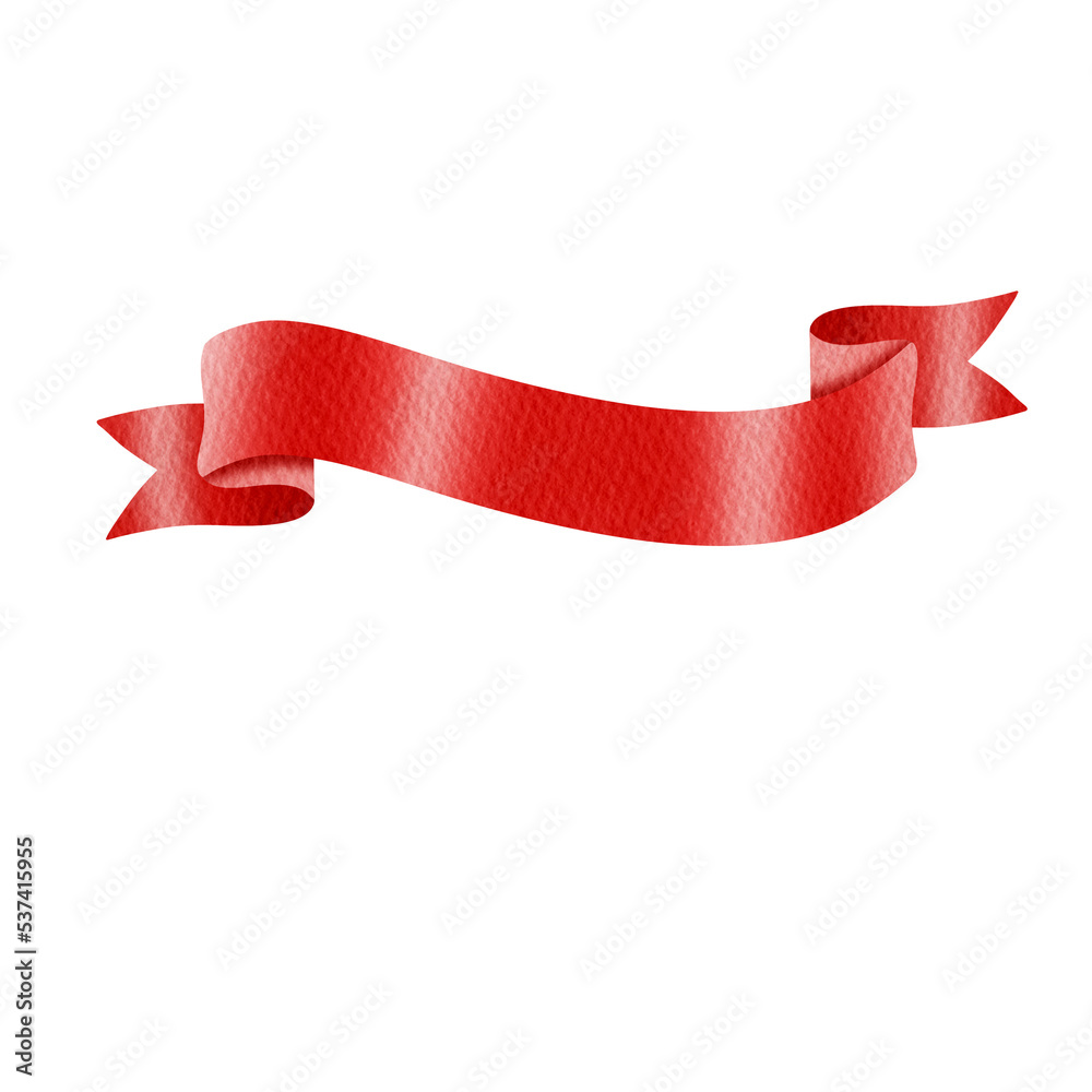 Watercolor red ribbon banner. Stock Illustration | Adobe Stock