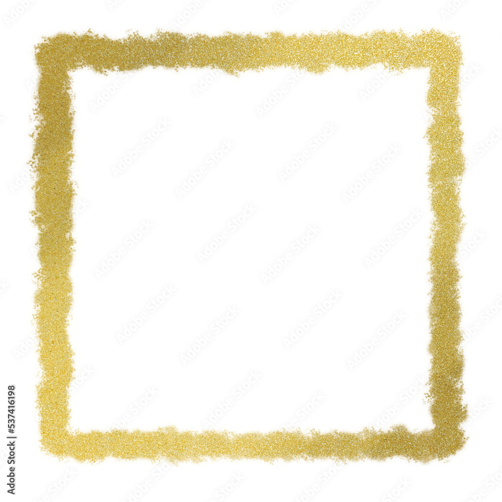 Obraz premium Gold square frame element with line border png.