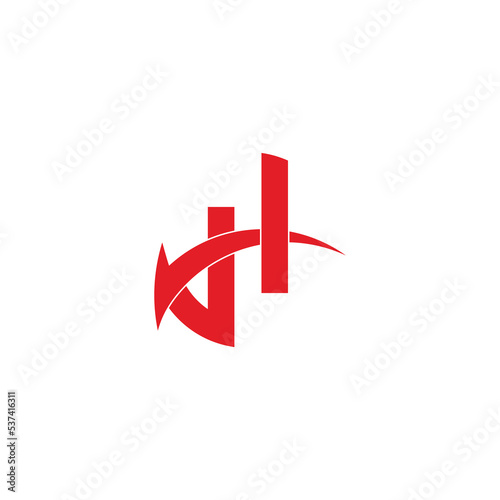 letter dh simple fast linked arrow logo vector