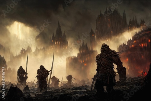 Fantasy battle war illustration art digital artwork dark sci-fi epic scifi orcs elves army soldiers demons
background wallpaper backdrop scene world horror eery atmospheric hord weapons photo