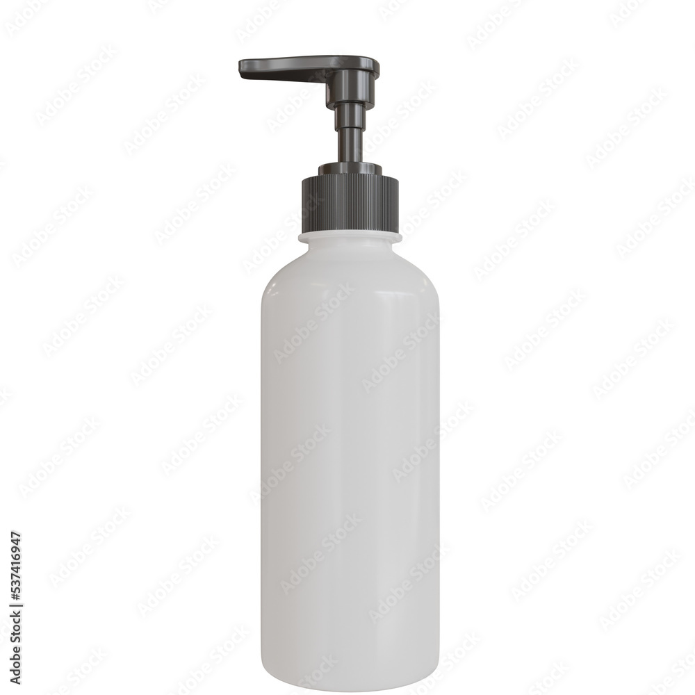 3d rendering black and white color bottle pump side 3d rendering black and white color bottle pump side