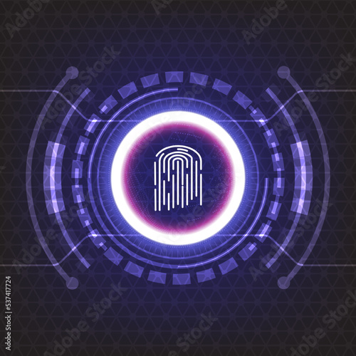 technology background. Abstract technology background. Cyber security concept. Fingerprint scanning. Biometrics authentication and identity Concept.