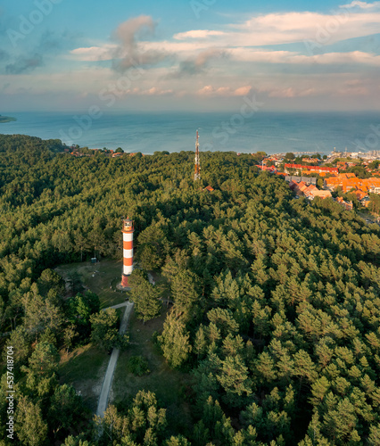 Nida Lighthouse in Lithuania Curonian spit, one the most famous lighthouses in Lithuania located beside seaside town of Nida