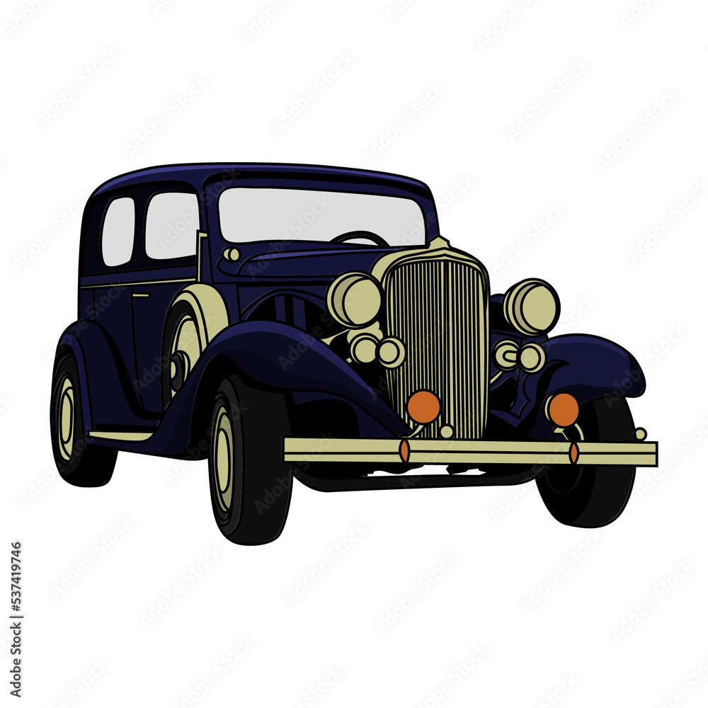 Blue vehicle classic with transparent background