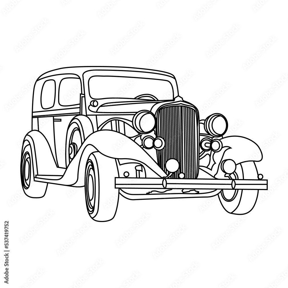 Classic Vehicle Lineart with transparent background