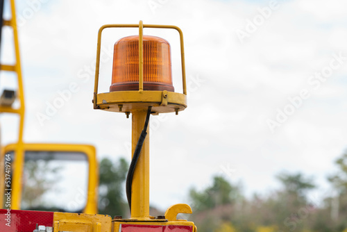 Emergency warning lights, attached to a truck.