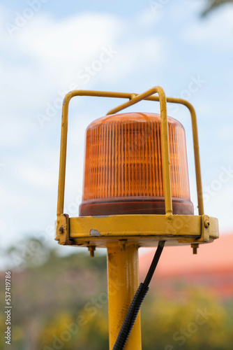 Emergency warning lights, attached to a truck.