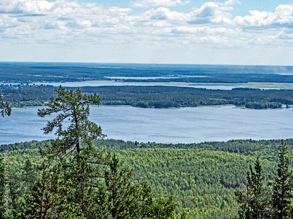 beautiful view of the wooded Ural mountains