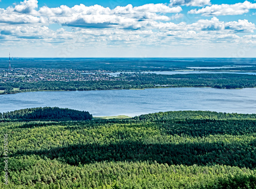 beautiful view of the wooded Ural mountains photo