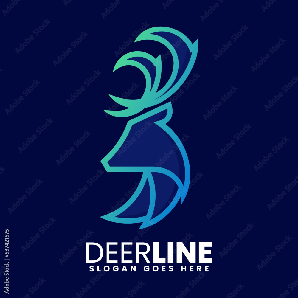 Vector Logo Illustration Deer Gradient Line Art Style Vector Logo Illustration Deer Gradient Line Art Style