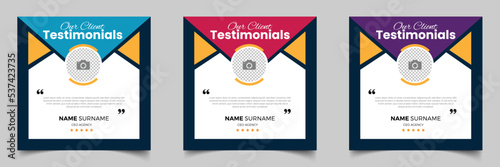Customer feedback testimonial template vector. Customer feedback review or testimonials social media post template