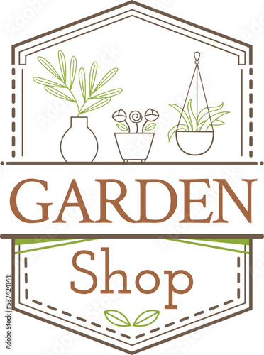 Garden Shop Badge with Planters