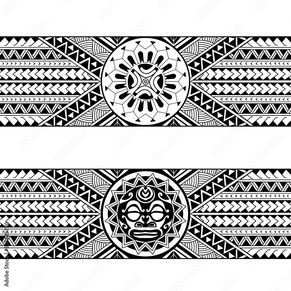 Polynesian armband tattoo stencil. Pattern samoan. Black and white ...