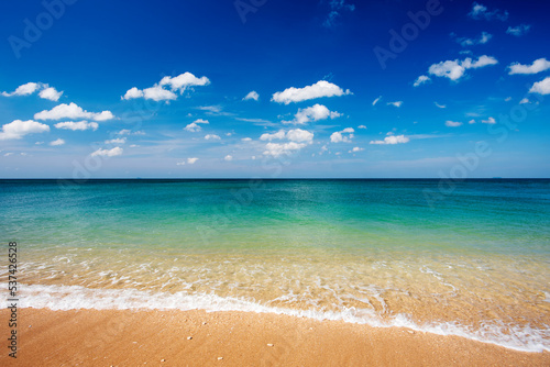 Fototapeta Naklejka Na Ścianę i Meble -  Sky and white clouds on the beach in Thailand.blue sky and cloud . Pastel style sky and clouds.Freshness of the new day. Bright blue background. Relaxing feeling like being in the sky.