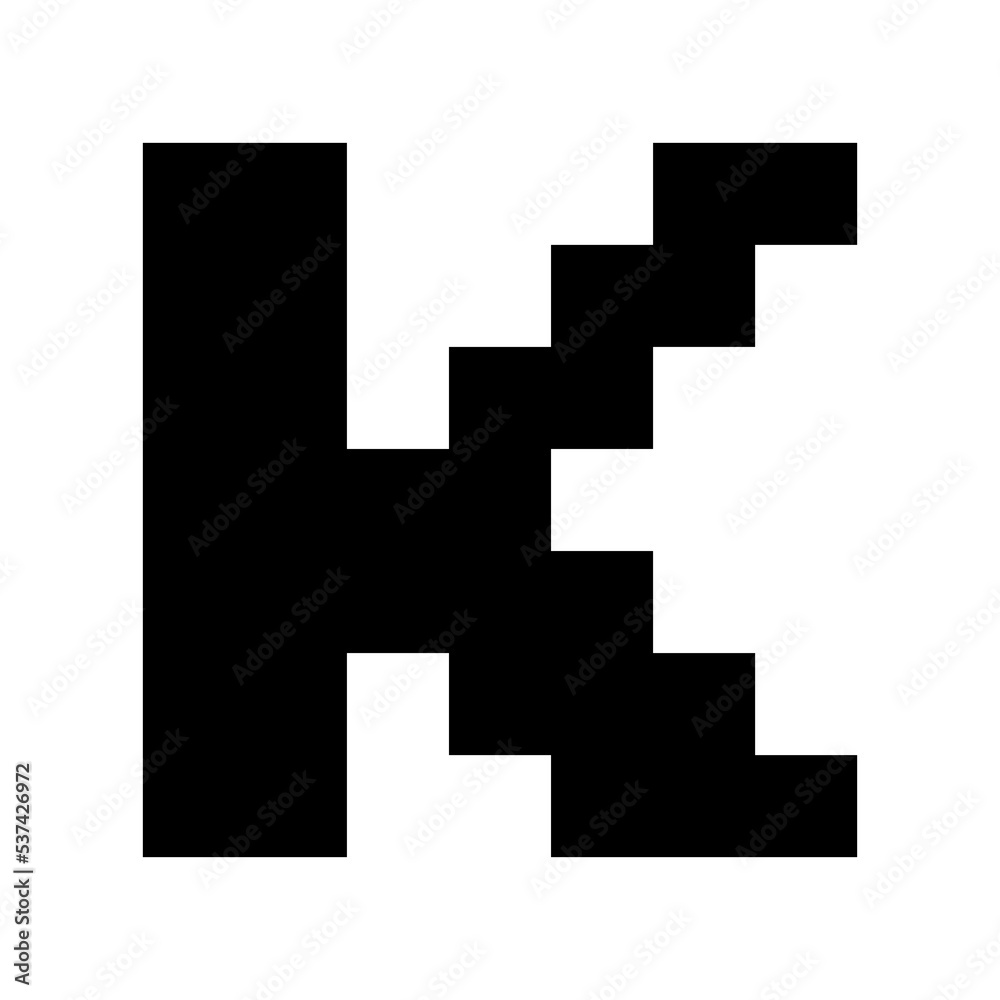 K Pixel Blocky English Alphabet Letter