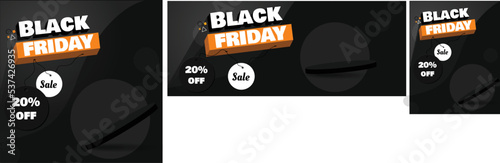 Black Friday Sales Promo Ad Banner Set with Product Space