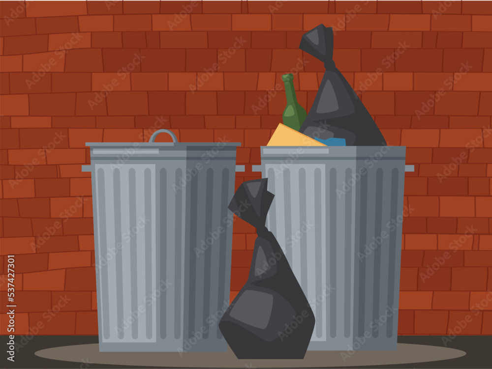 This image is for big dustbins with much rubbish to keep the ...