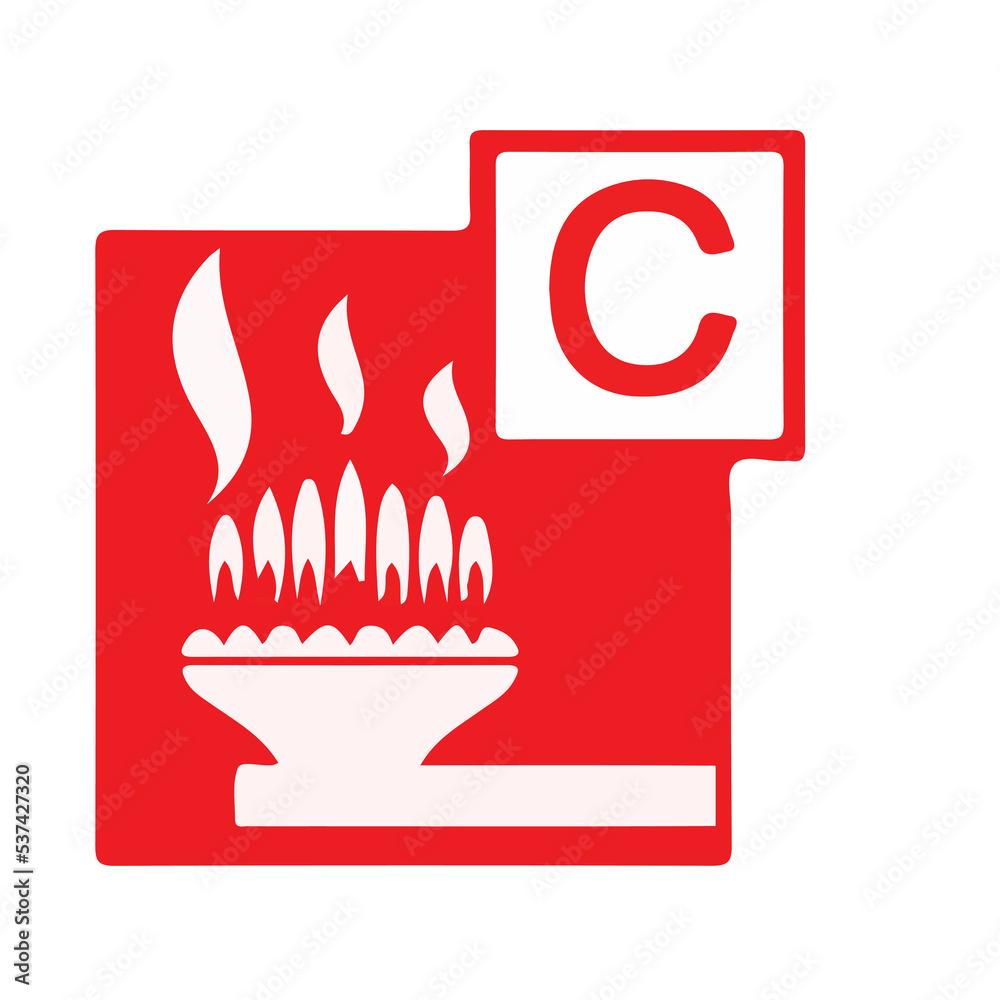 Vetor de different class of fires class c fire with a stove on fire