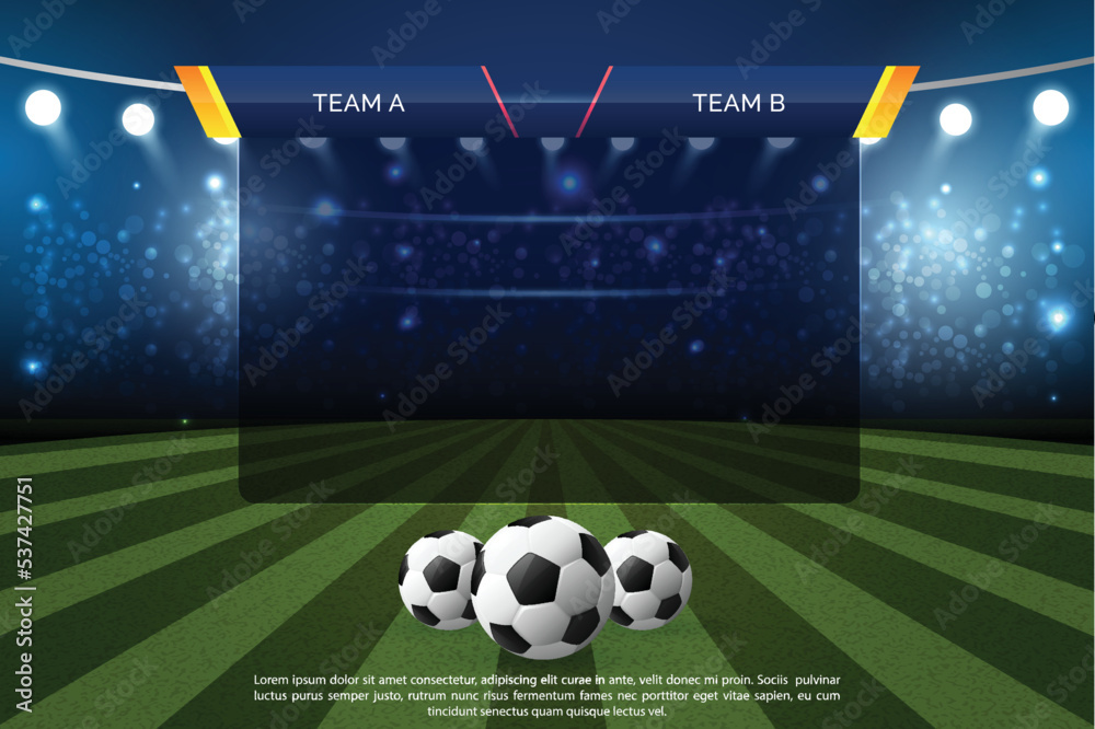Football sports chart design with realistic 3d soccer ball - obrazy, fototapety, plakaty 