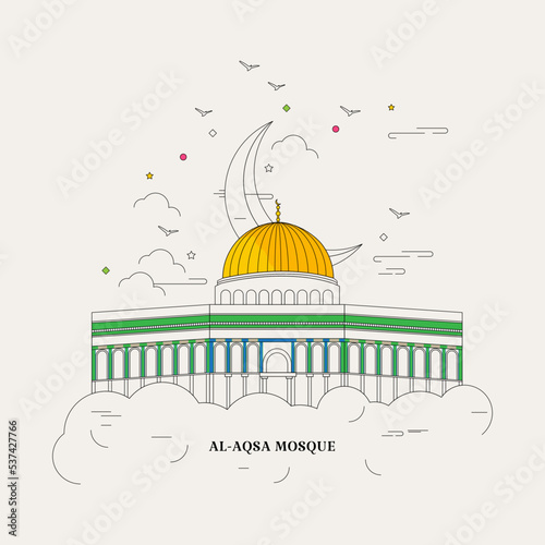 Al Aqsa Mosque In Line Art Design