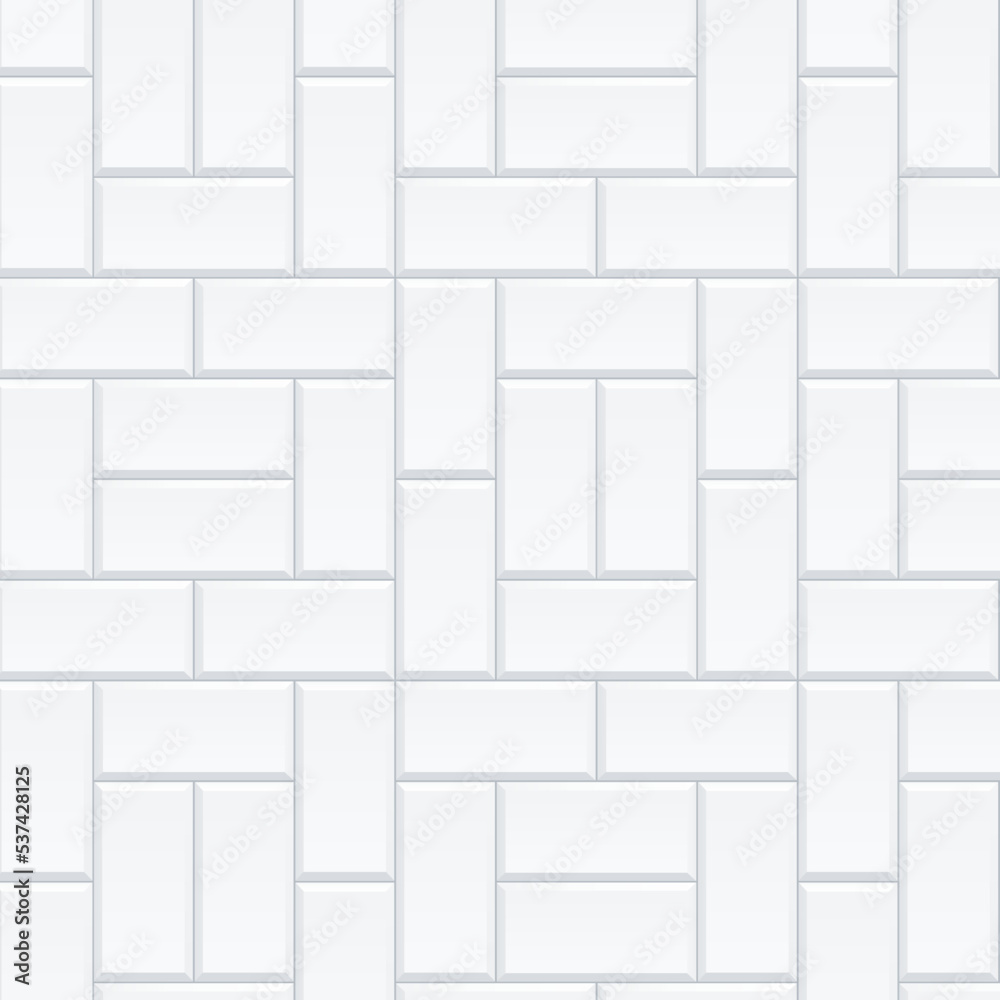 Seamless smooth metro tile texture - realistic white brick background with boxed basketweave pattern Seamless smooth metro tile texture - realistic white brick background with boxed basketweave pattern
