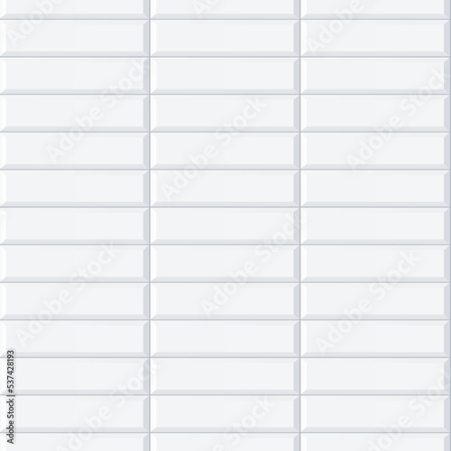 Seamless smooth metro tile texture - realistic white brick background with stacked bond layout