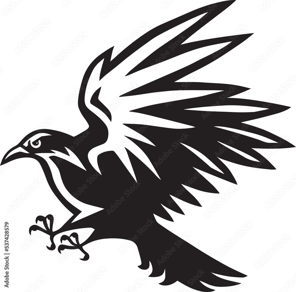 Crow Logo Black and White Design Icon