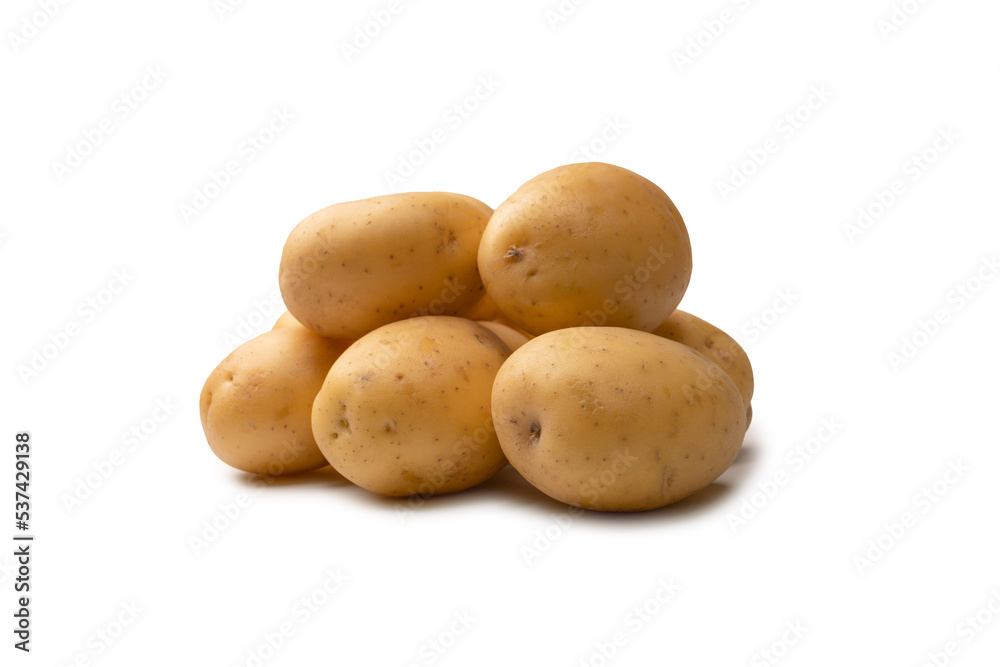 A group of fresh tasty potato isolated on white background. A group of fresh tasty potato isolated on white background.
