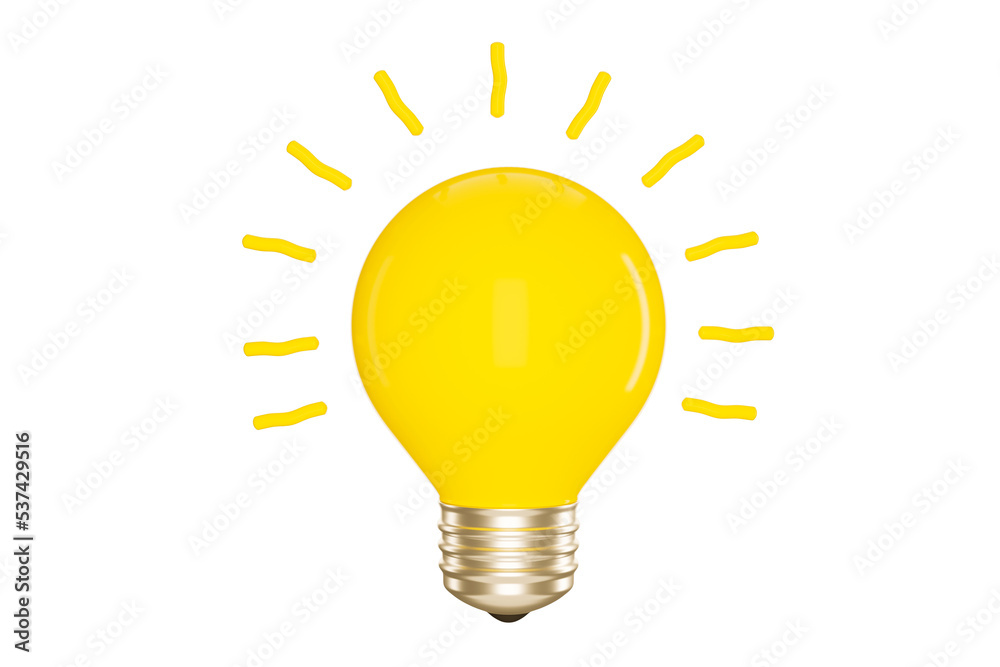 3d illustration yellow neon light bulb technology concept innovation modern and business industry isolated on white background - clipping path 3d illustration yellow neon light bulb technology concept innovation modern and business industry isolated on white background - clipping path