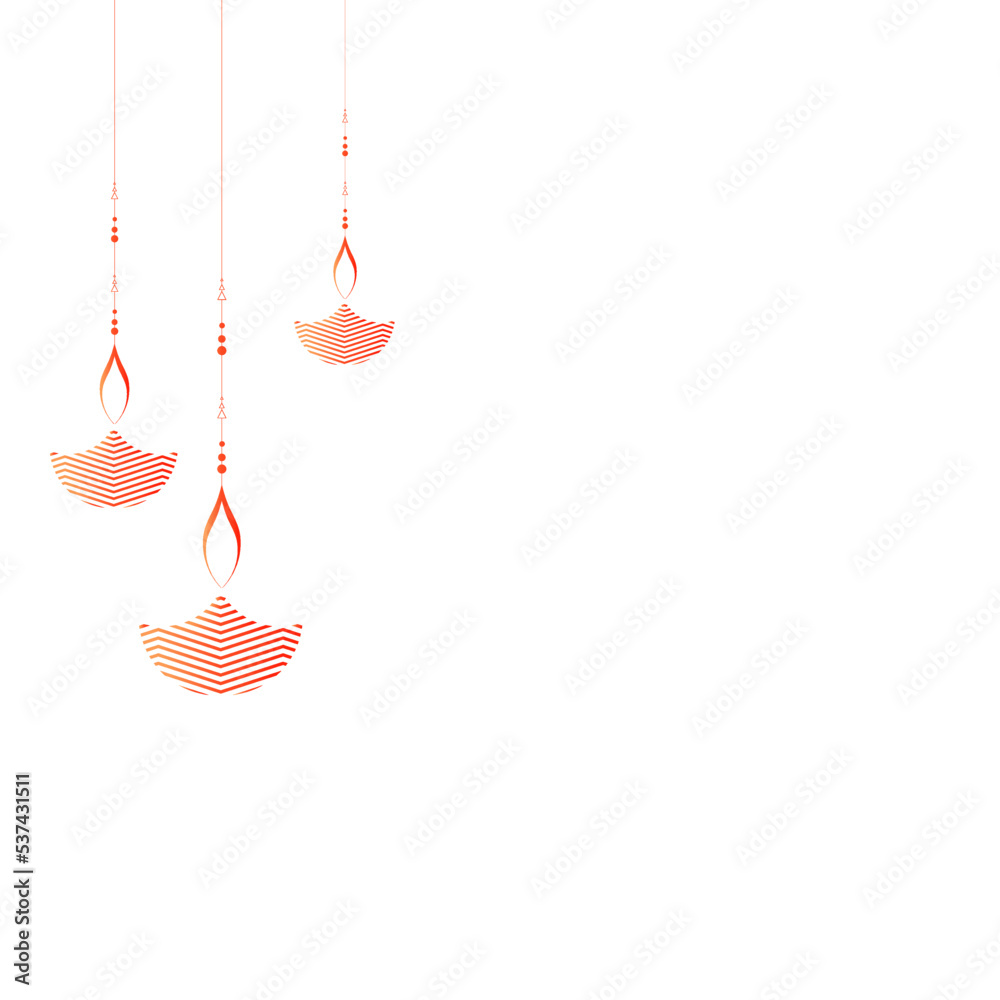 Banner for Indian festival Diwali with hanging Diya , vector illustration - obrazy, fototapety, plakaty 